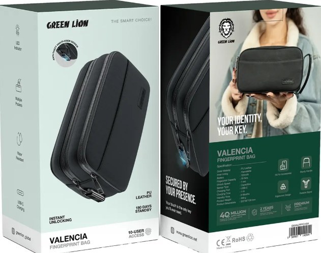 کیف اثر انگشتی گرین لاین مدل Valencia - مشکی و قهوه ای