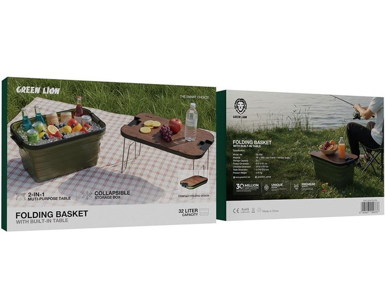 سبد تاشو و میز کمپینگ گرین لاین Green Lion Folding Basket